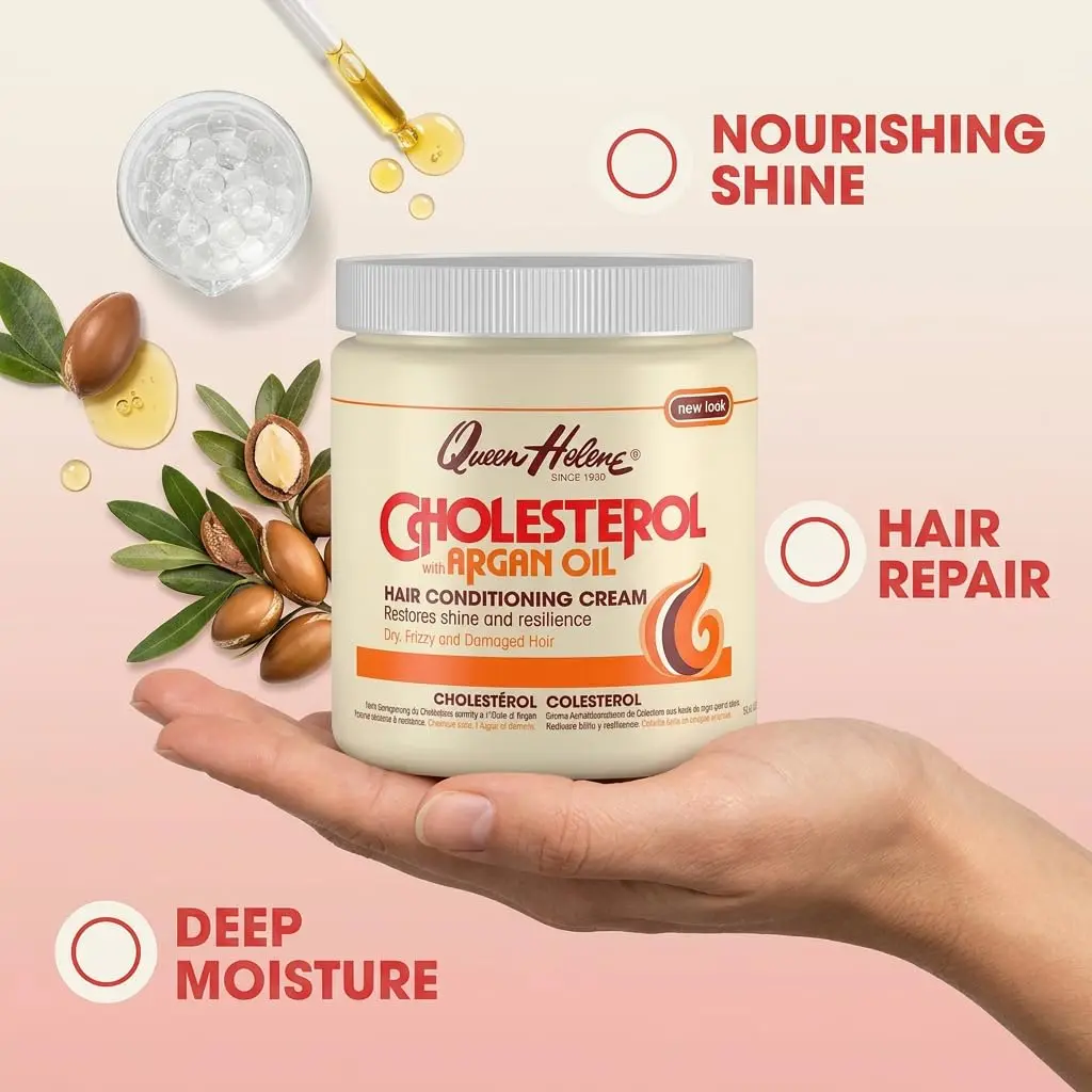 Queen Helene Cholesterol Hair Conditioning Creme with Argan Oil 443ml (15 oz) | Deep Repair for Dry, Brittle Hair - view 2