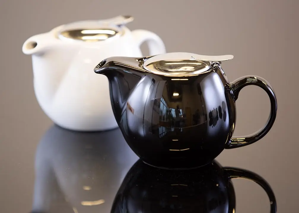 Service Ideas Ceramic Teapot with Removable Infuser 16 oz | Elegant White, Classic Design - view 2