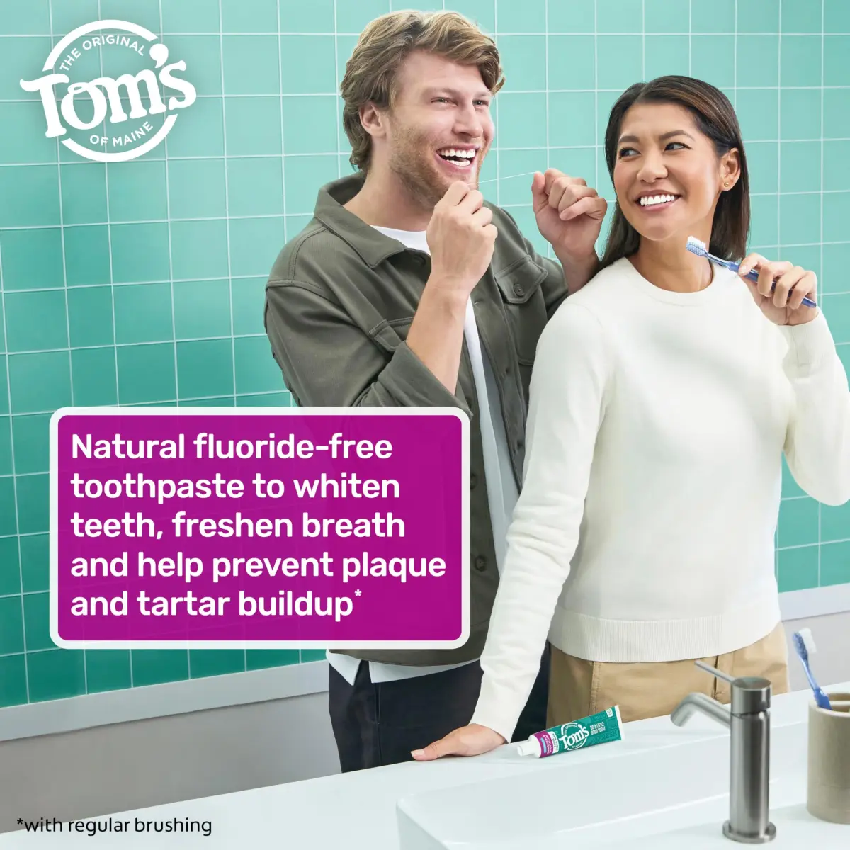 Tom's of Maine Antiplaque and Whitening Toothpaste, Peppermint, 2 x 156g (5.5 oz) | Fluoride-Free Natural Whitening - view 4