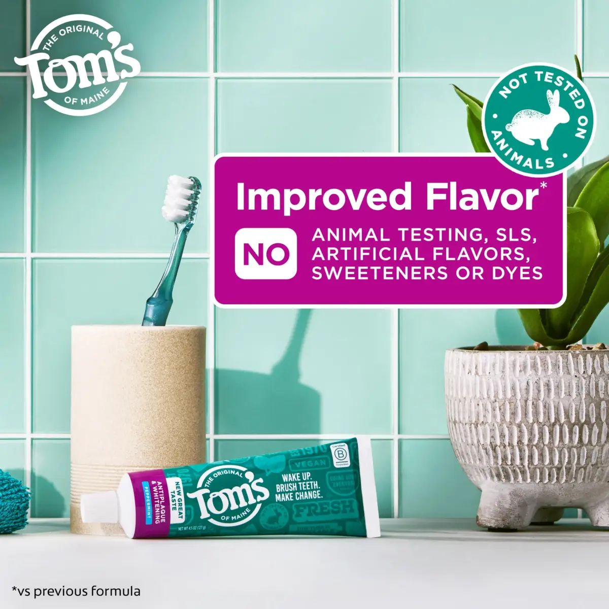 Tom's of Maine Antiplaque and Whitening Toothpaste, Peppermint, 2 x 156g (5.5 oz) | Fluoride-Free Natural Whitening - view 2