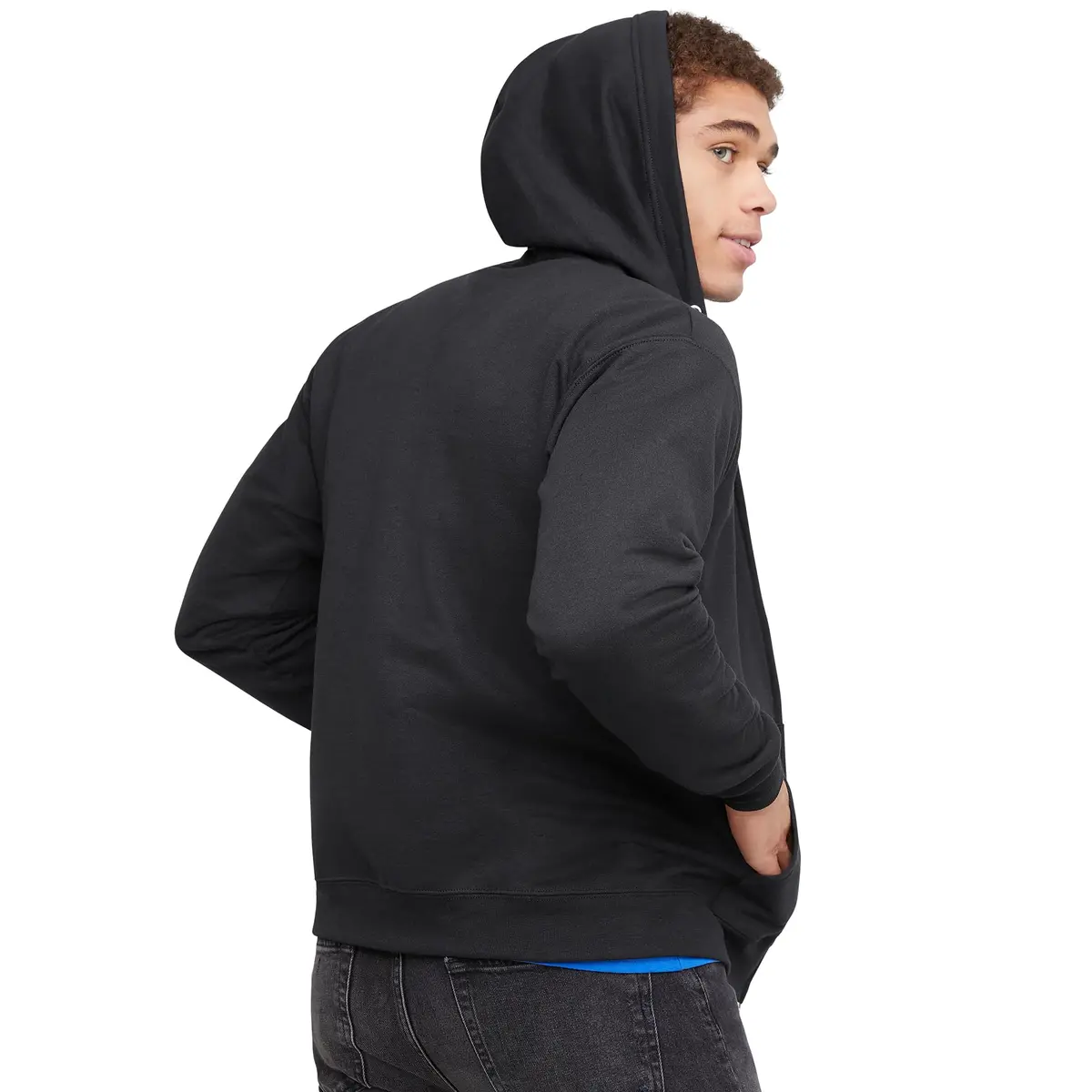 Hanes Men's EcoSmart Full-Zip Hoodie Sweatshirt, Black, 1 kg (2.2 lb) | Classic Comfort for Everyday Wear - view 2