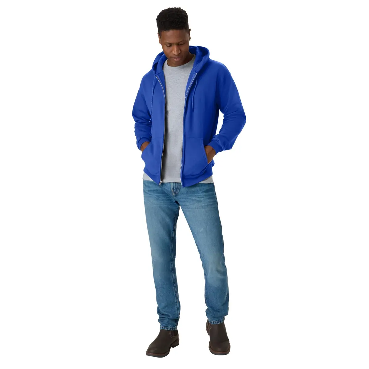 Hanes Mens Hoodie Ecosmart Fleece Full-zip Deep Royal S | Casual Athletic Hoodie for Men - view 4