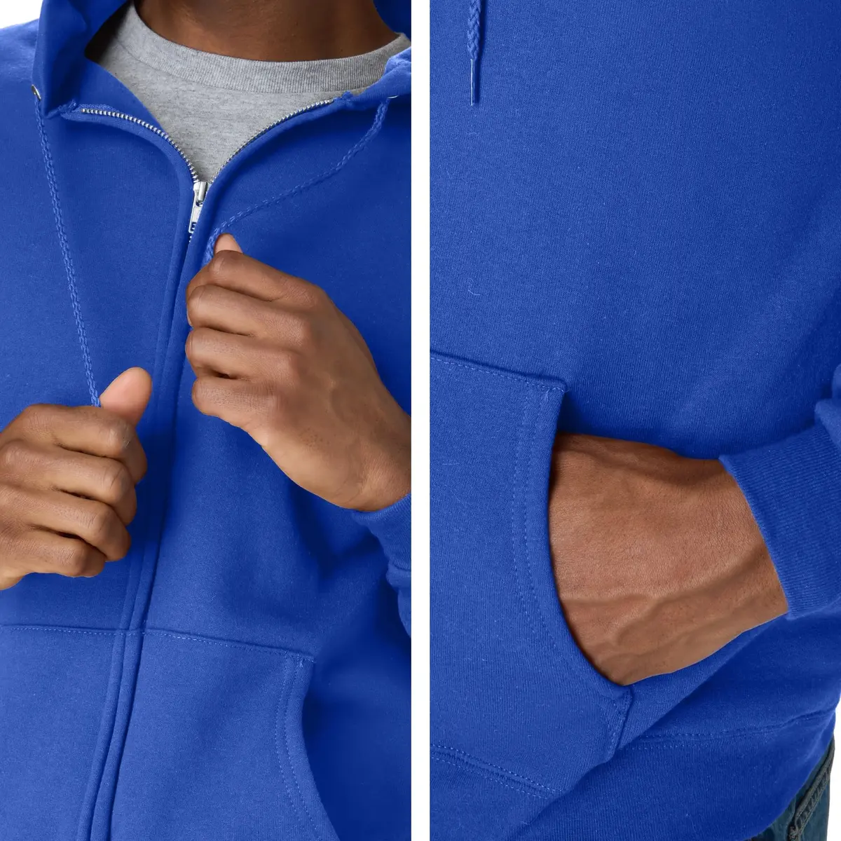 Hanes Mens Hoodie Ecosmart Fleece Full-zip Deep Royal S | Casual Athletic Hoodie for Men - view 5