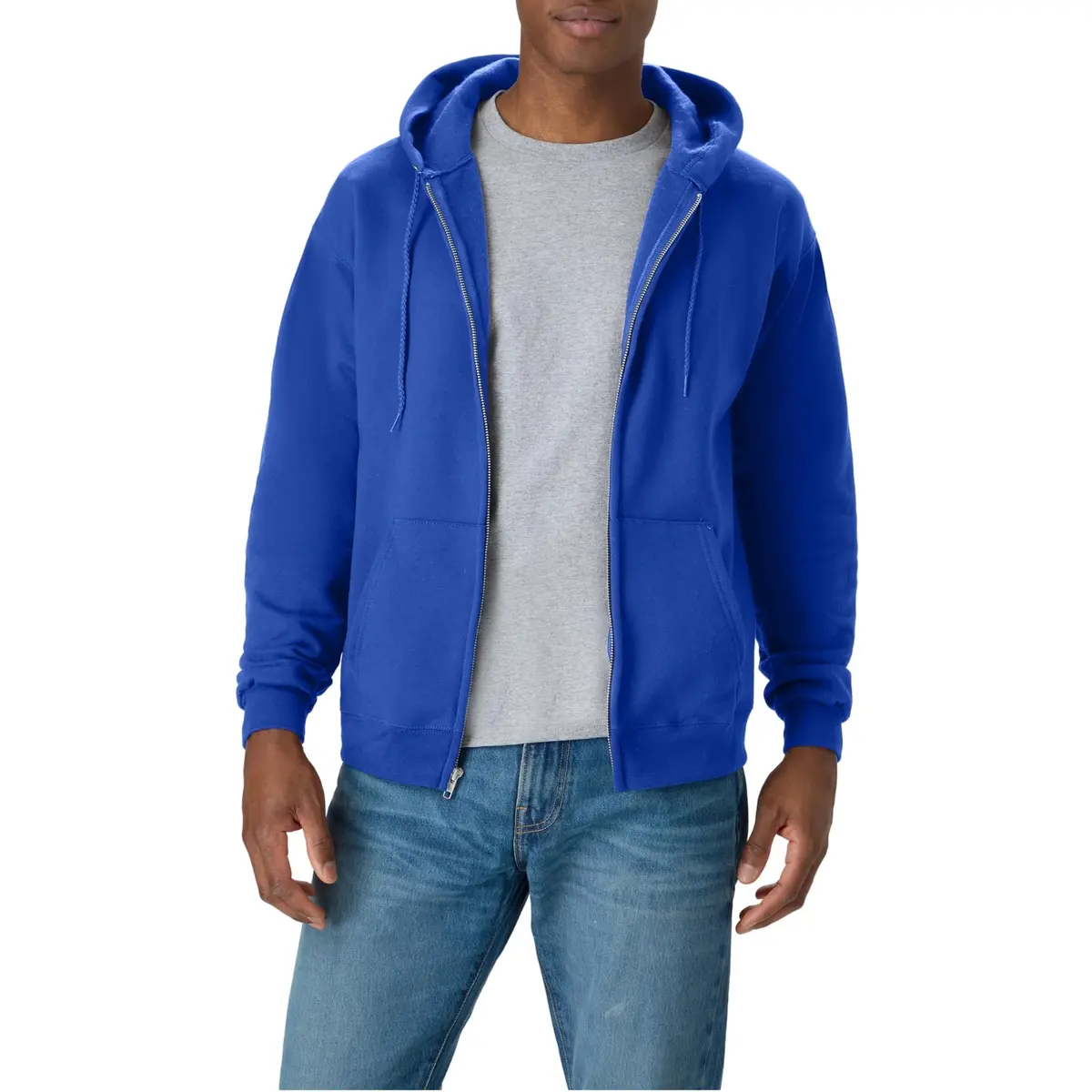Hanes Mens Hoodie Ecosmart Fleece Full-zip Deep Royal S | Casual Athletic Hoodie for Men - main product image