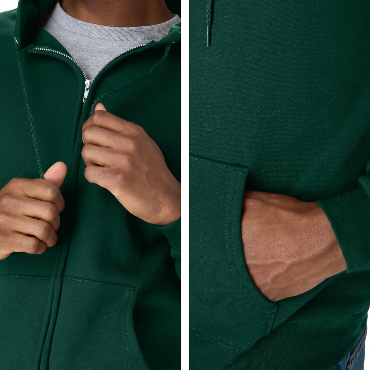 Hanes Full-zip Eco-smart Hoodie XX-Large Deep Forest | Dependable Comfort & Versatility - view 5
