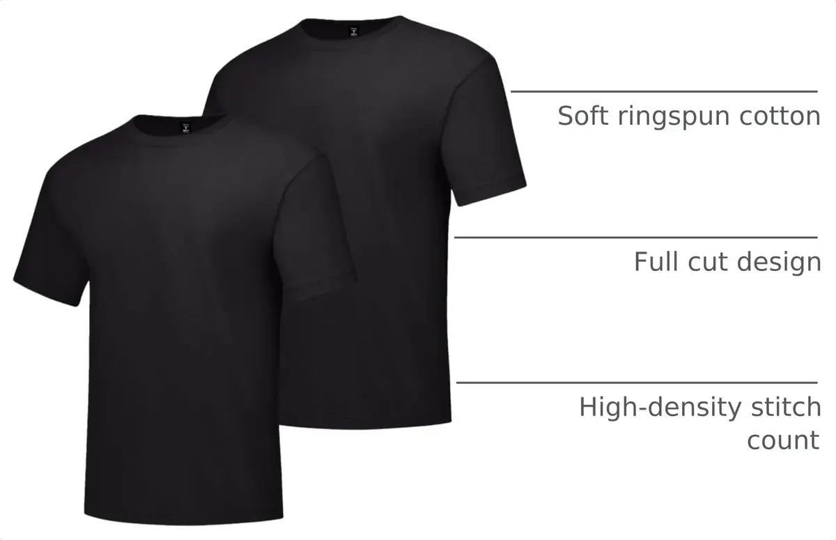 Hanes Men's Short Sleeve Beefy-T (Pack of 2), Black, X-Large | Heavyweight Cotton T-Shirt for Men - view 4