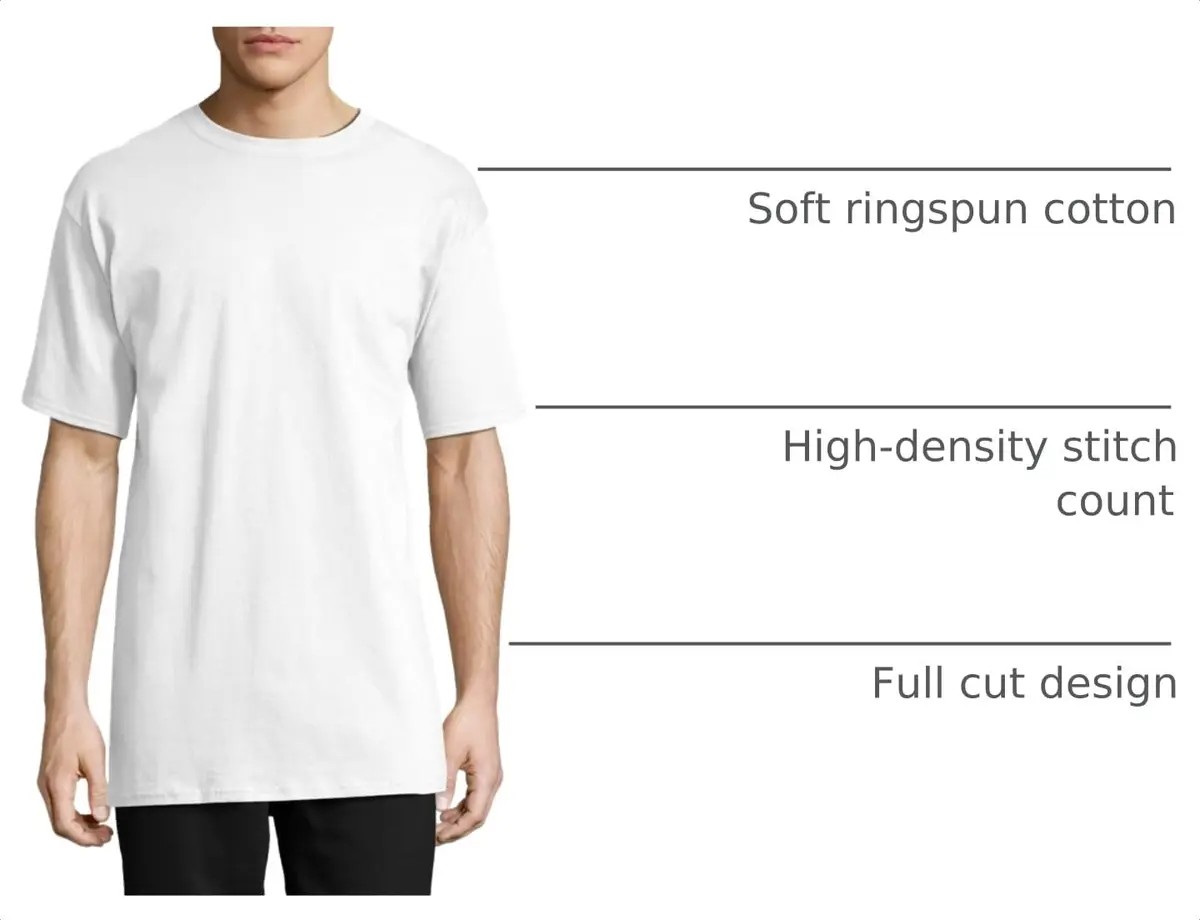 Hanes Heavyweight Cotton Crewneck T-shirt 2 Pack | Tall Sizes Available - view 4