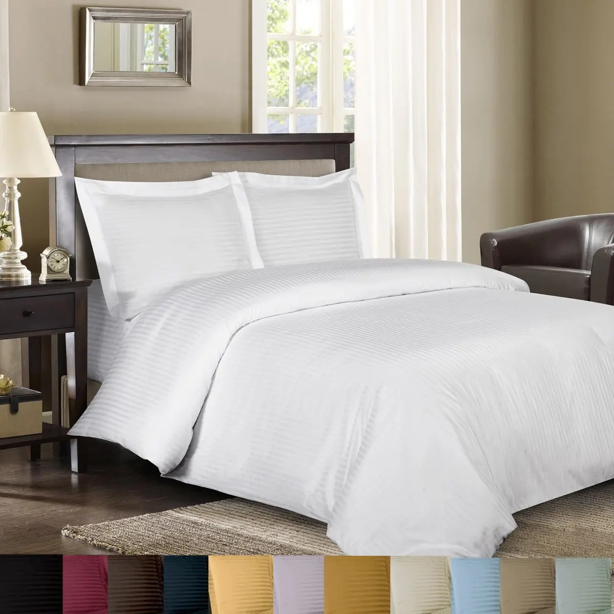 Royal Hotel 300 Thread Count Cotton Sateen Sheets Set, Full, Chocolate | Hotel-Style Cotton Bedding for India - view 2