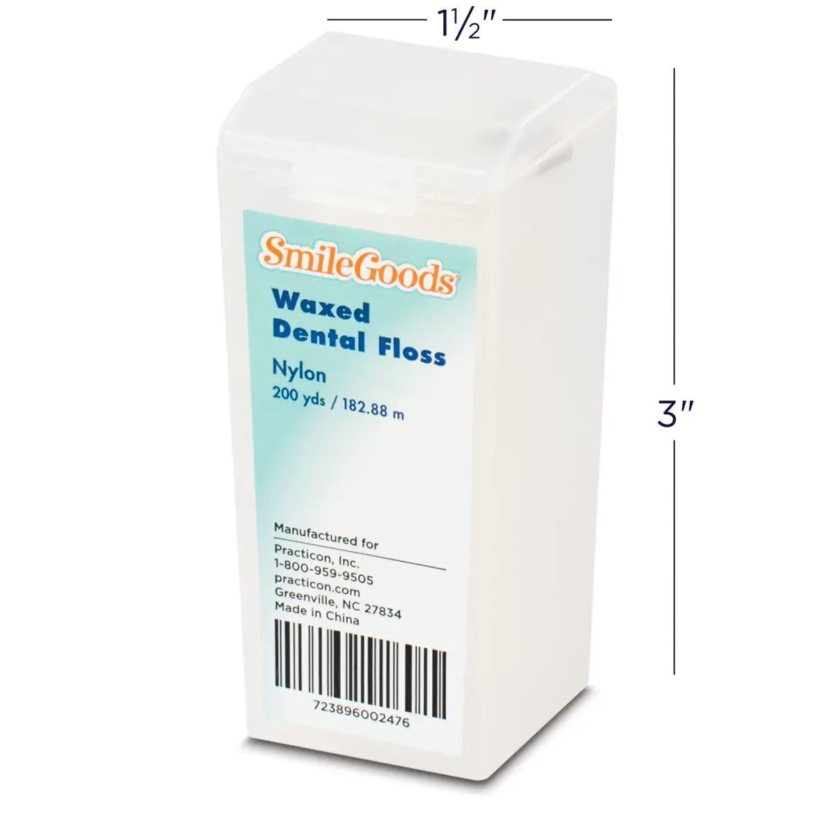 Practicon SmileGoods Waxed Dental Floss 200 Yard | Shred-Resistant Nylon - view 3