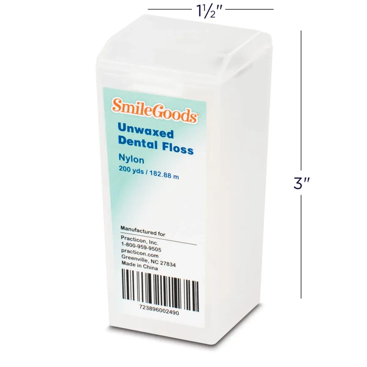Practicon SmileGoods Unwaxed Dental Floss 600 ft (182.88 m) | Shred Resistant Nylon - view 3