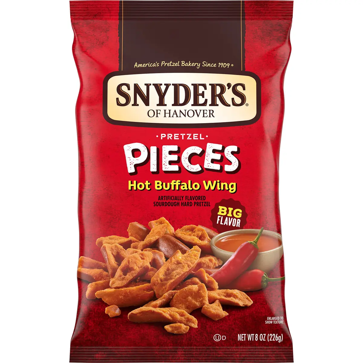 Snyder's of Hanover Hot Buffalo Wing Flavored Pretzels 8 Oz | Spicy Sourdo... (120c) - main product image