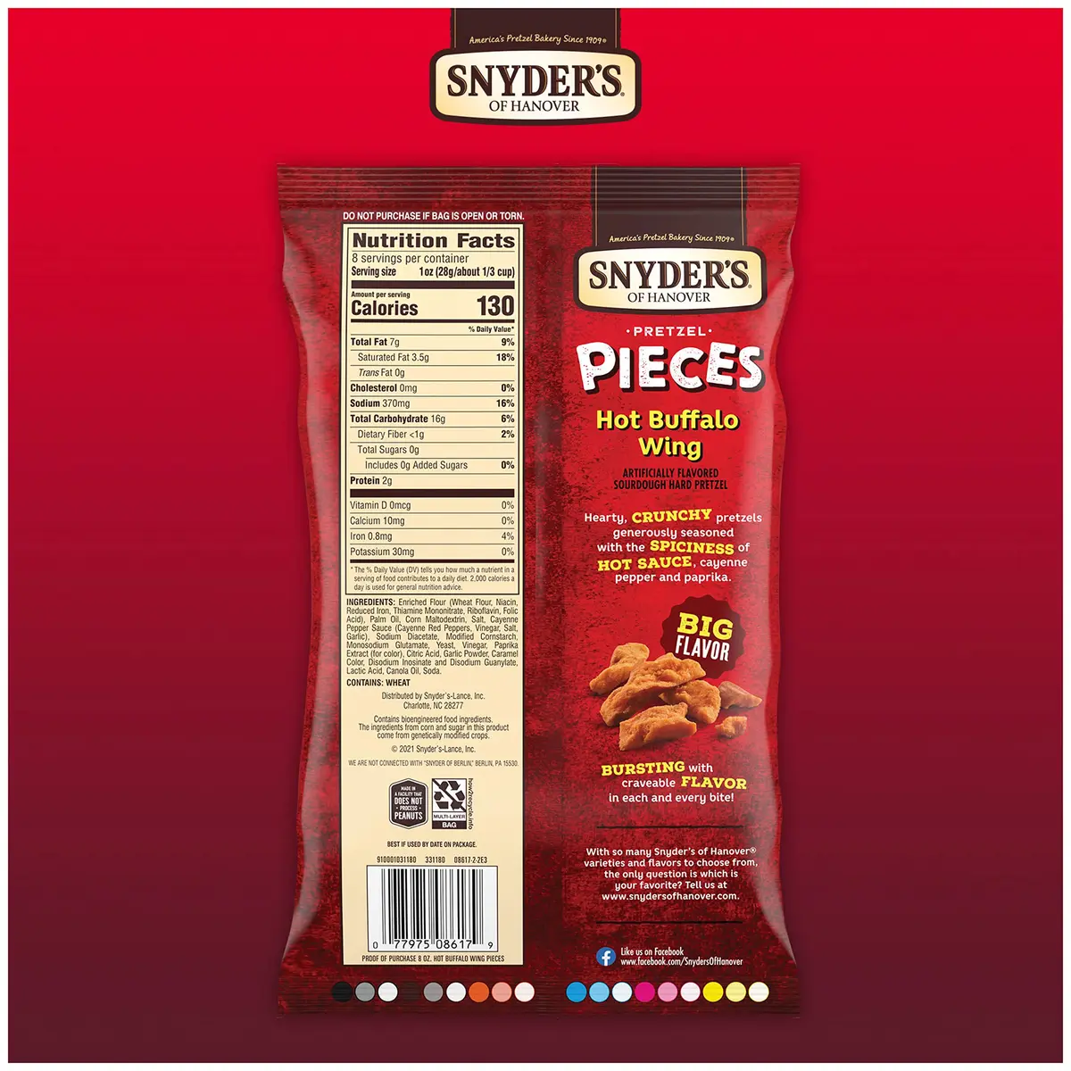 Snyder's of Hanover Hot Buffalo Wing Flavored Pretzels 8 Oz | Spicy Sourdo... (120c) - view 6