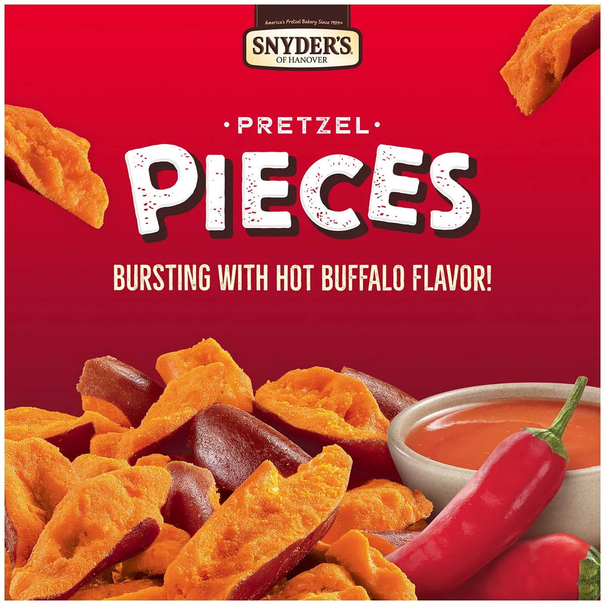 Snyder's of Hanover Hot Buffalo Wing Flavored Pretzels 8 Oz | Spicy Sourdo... (120c) - view 3