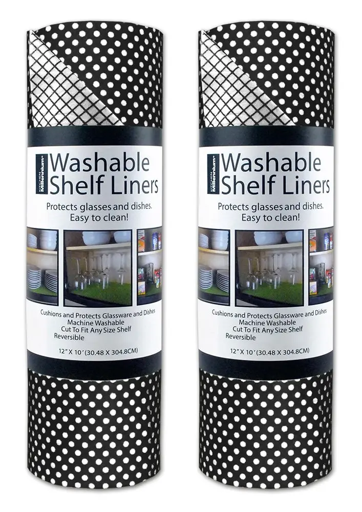 DII Shelf & Fridge Liner Collection Non-Adhesive 12x20 in Black Dots | Washable & Cut to Fit - main product image