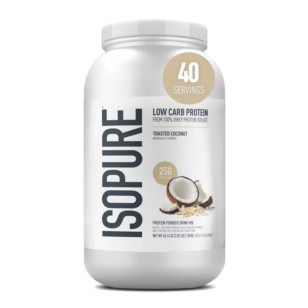 Isopure Low Carb Whey Isolate Protein Powder, Toasted Coconut 3 lb | 25g Protein, Zero Sugar, Immune Support - main product image
