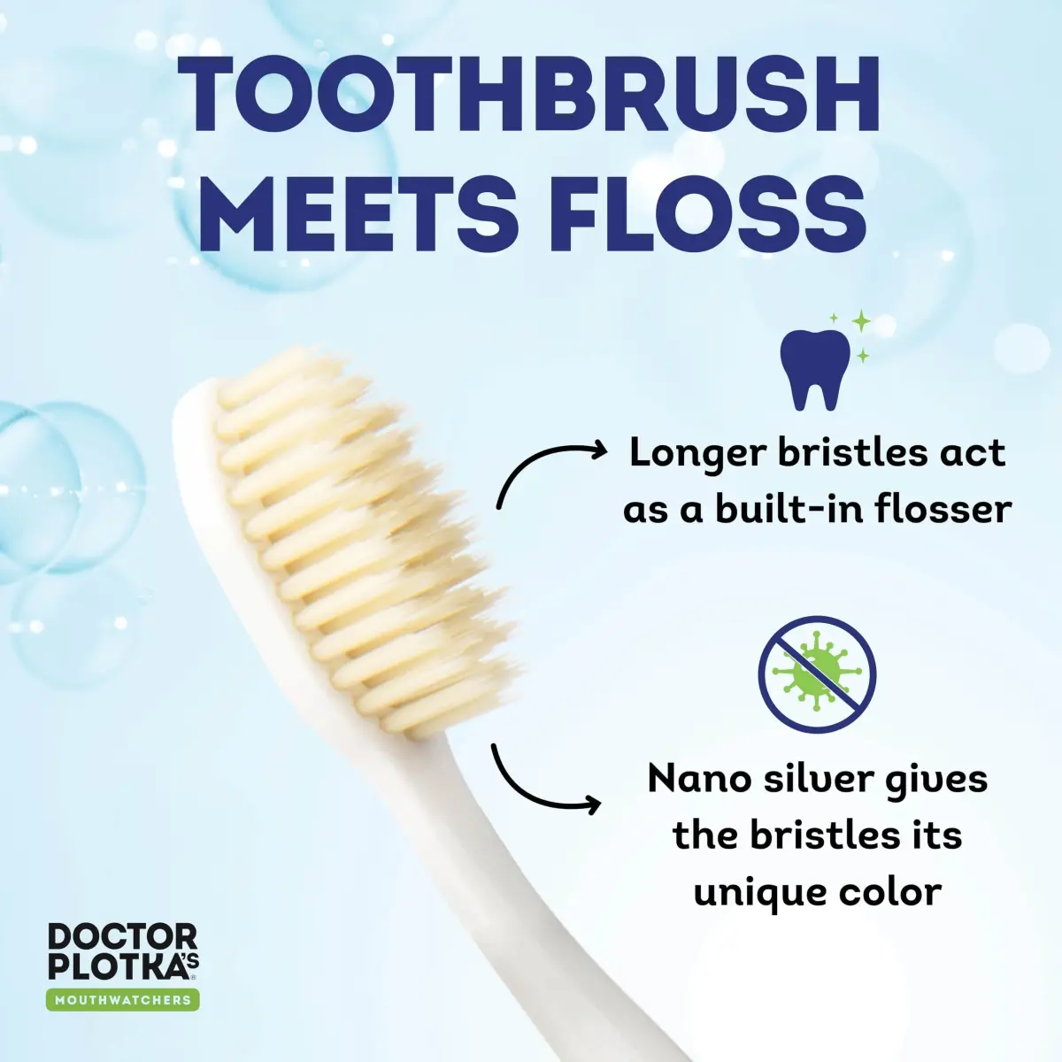 MOUTHWATCHERS Soft Flossing Manual Toothbrush, Family Pack, 4 Adult 2 Kids | Dual-Layered Bristles for Deep Clean - view 2