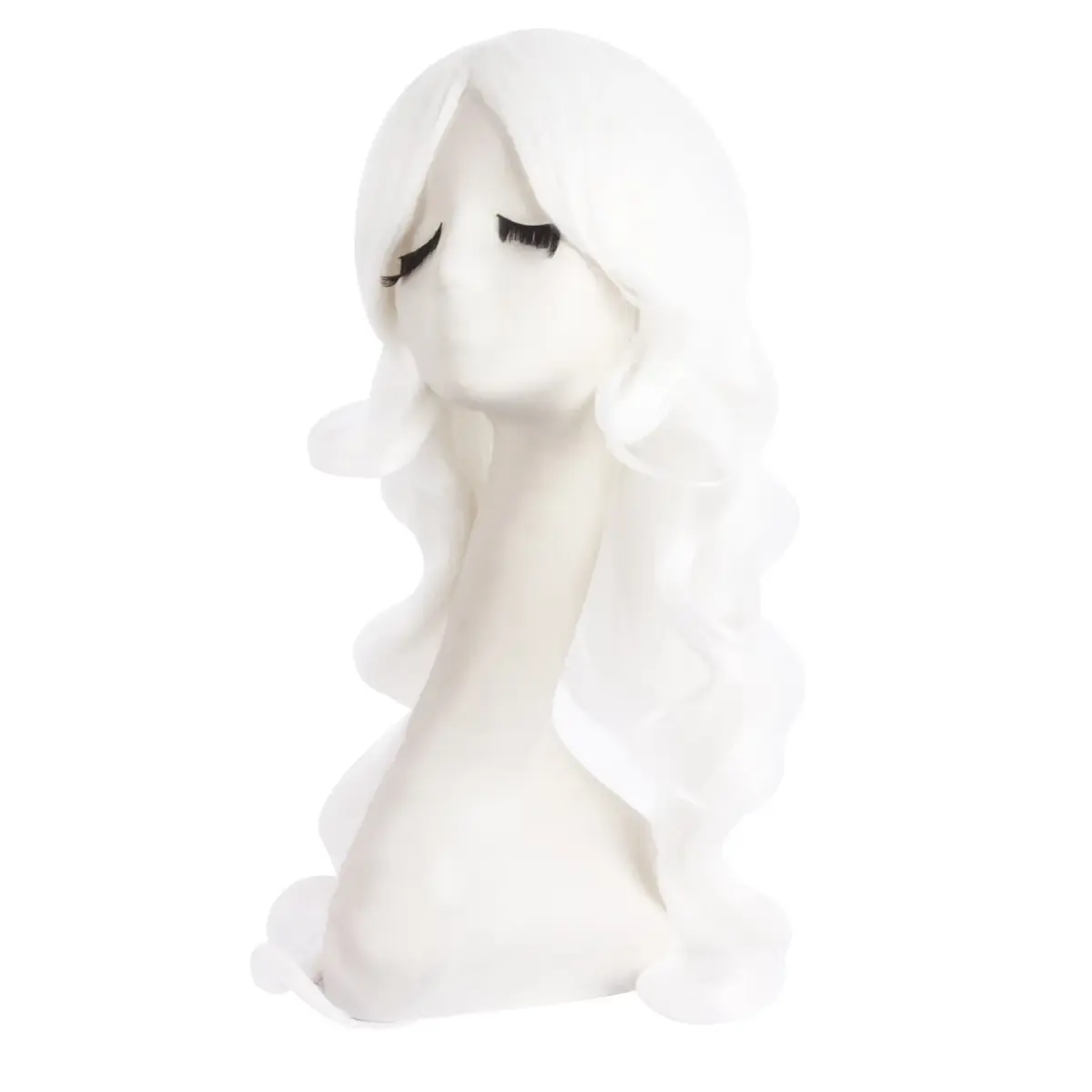 MapofBeauty White Long Wavy Side Bangs Cosplay Wig 60 cm (24 Inch) | Heat Resistant Synthetic Fiber - view 3