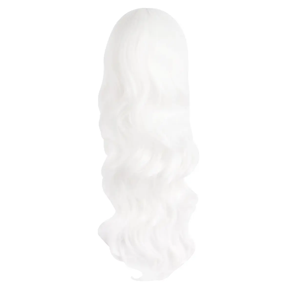 MapofBeauty White Long Wavy Side Bangs Cosplay Wig 60 cm (24 Inch) | Heat Resistant Synthetic Fiber - view 4