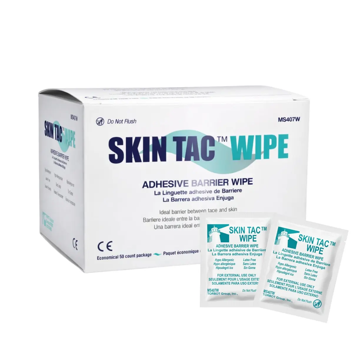 Torbot Skin Tac Wipes 50 Count | Latex-Free, Hypoallergenic, Liquid Adhesive Barrier for Sensitive Skin - view 2