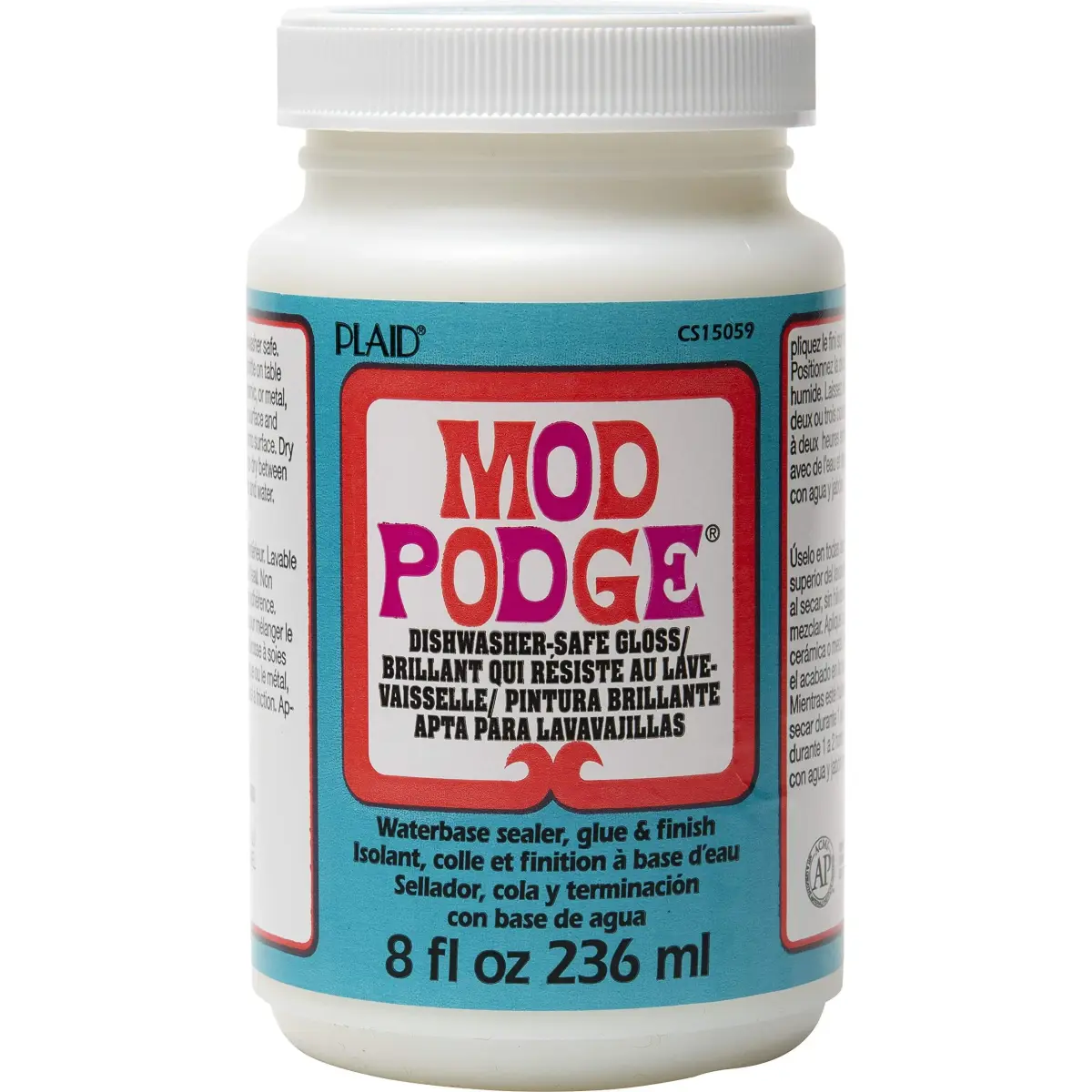 Mod Podge Dishwasher Safe Waterbased Sealer Glue and Finish 237ml (8 fl oz) | Glossy Finish for Decoupage Projects - main product image