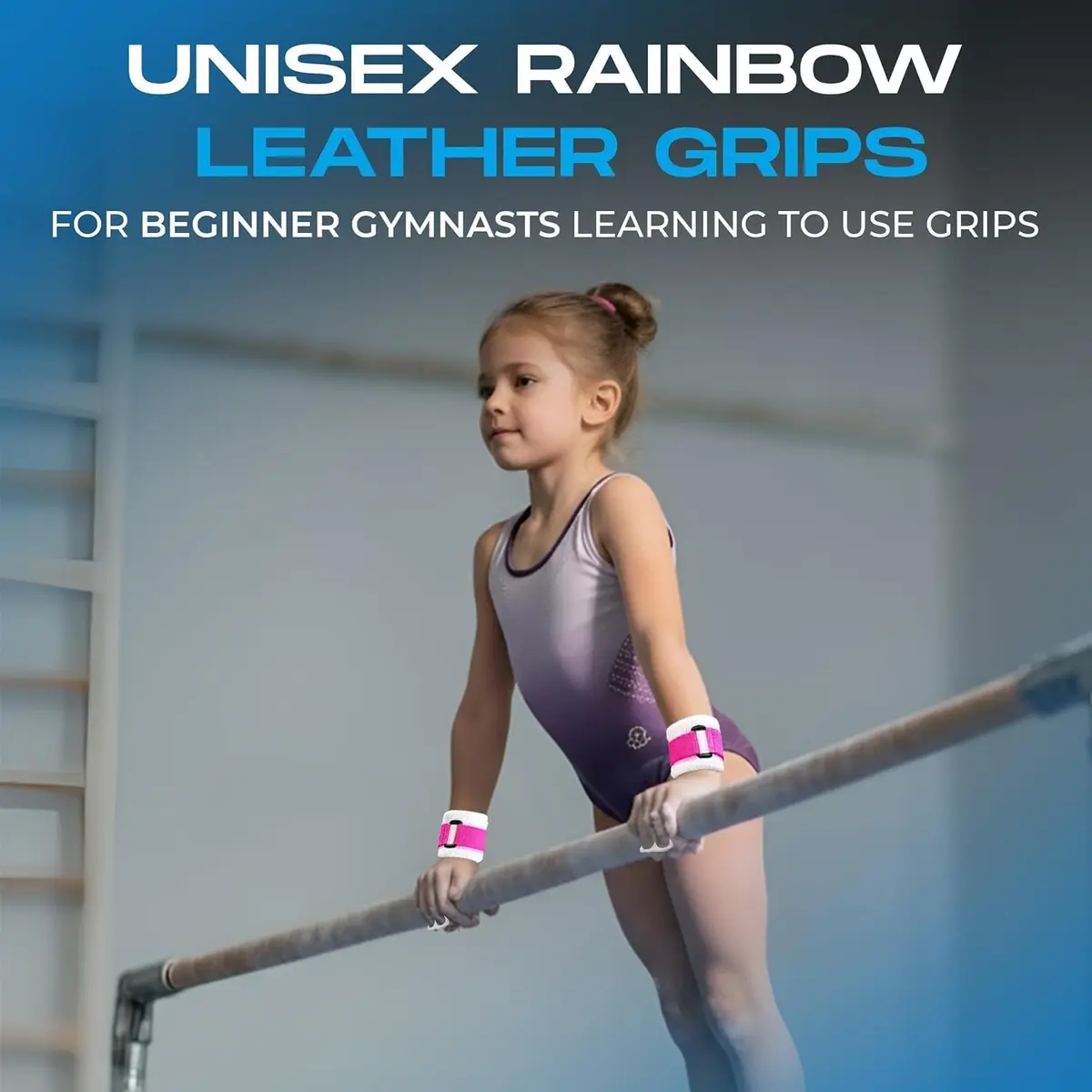 Gibson Athletic Rainbow Gymnastics Grips for Beginners, Medium, 2-Pack | Leather Hand Protection with Hook & Loop Closure - view 7