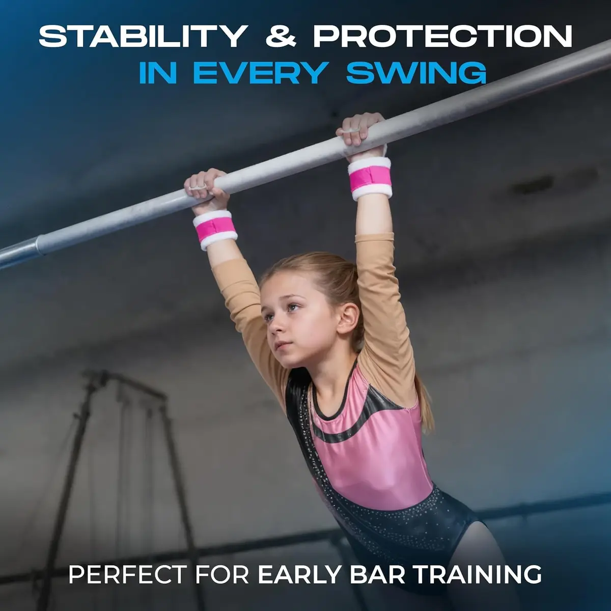 Gibson Athletic Rainbow Gymnastics Grips for Beginners, Medium, 2-Pack | Leather Hand Protection with Hook & Loop Closure - view 4