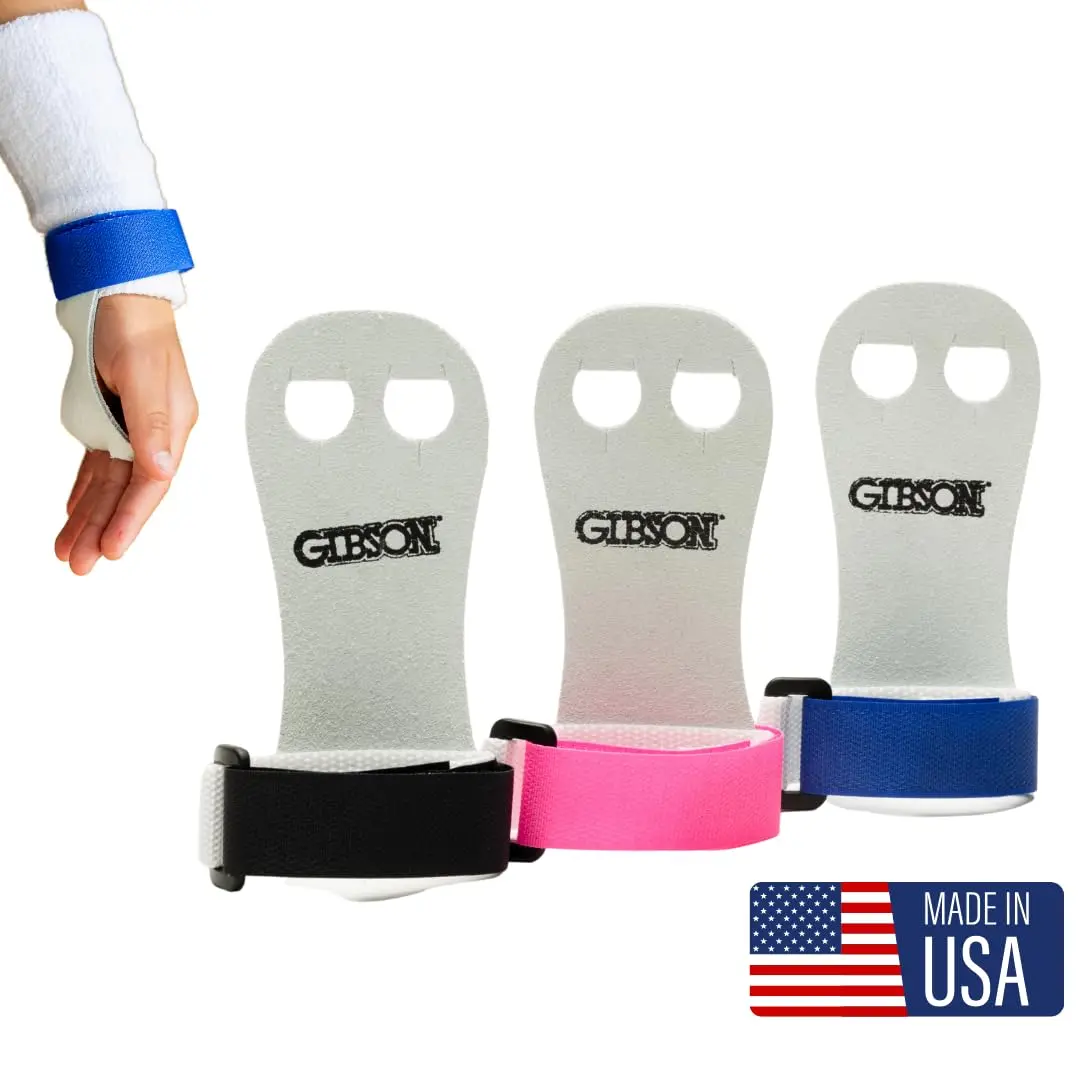 Gibson Athletic Rainbow Gymnastics Grips for Beginners, Large, Pink | Leather Hand Protection for Bar Work - main product image