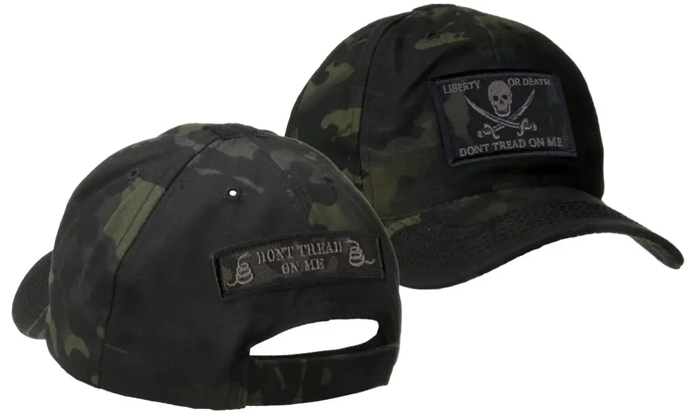 Gadsden and Culpeper Multicam-Black Tactical Patch & Hat Bundle (Calico Jack/DTOM Patches) | Embroidered Fitted Baseball Cap - main product image