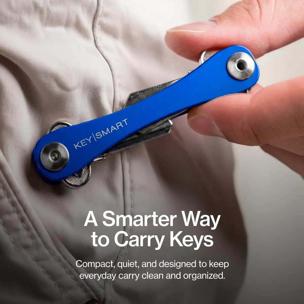 KeySmart Original Key Holder Blue for 14 Keys | Compact Clutter-Free EDC Keychain Organizer - view 9