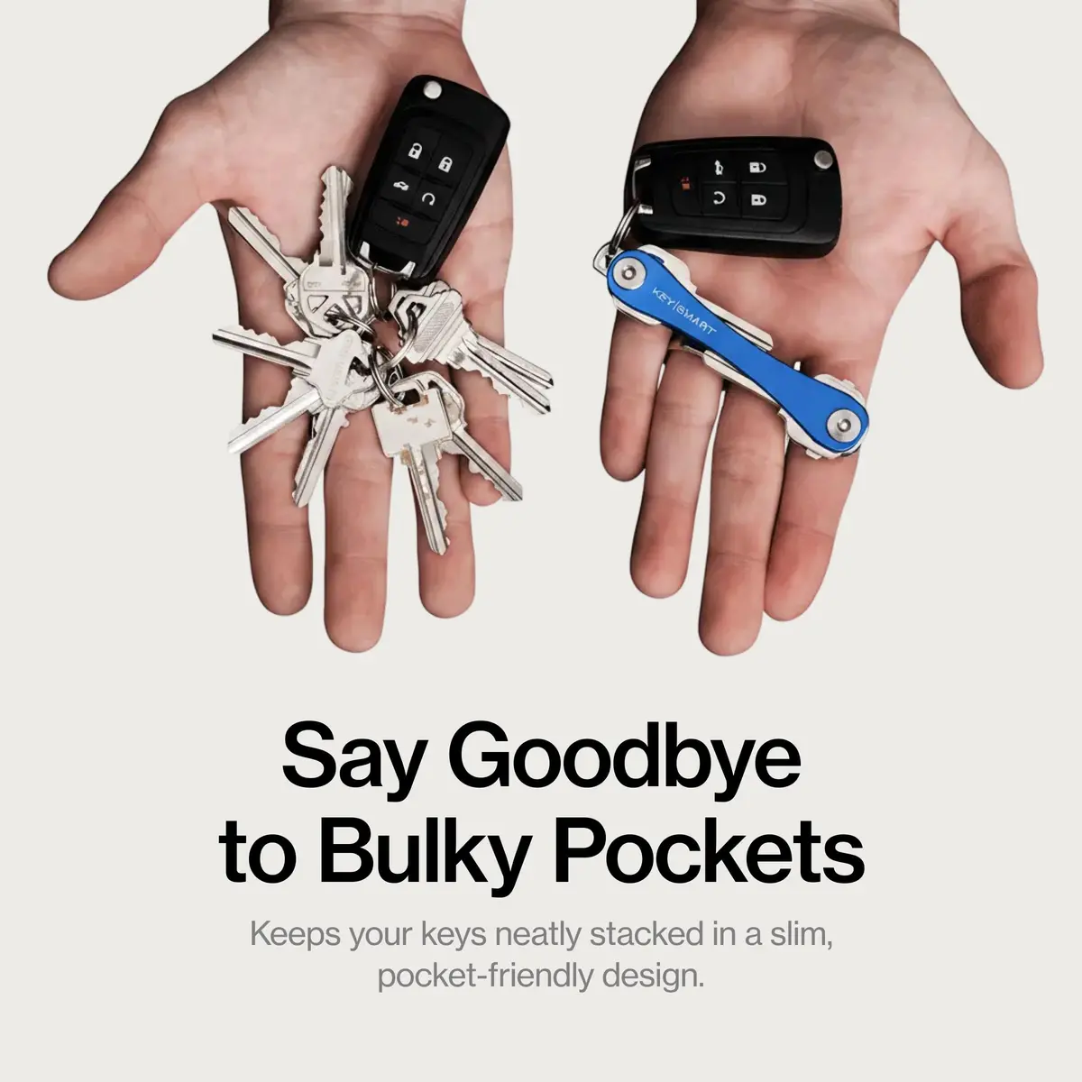 KeySmart Original Key Holder Blue for 14 Keys | Compact Clutter-Free EDC Keychain Organizer - view 2