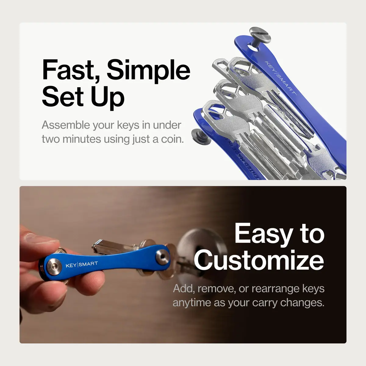 KeySmart Original Key Holder Blue for 14 Keys | Compact Clutter-Free EDC Keychain Organizer - view 4