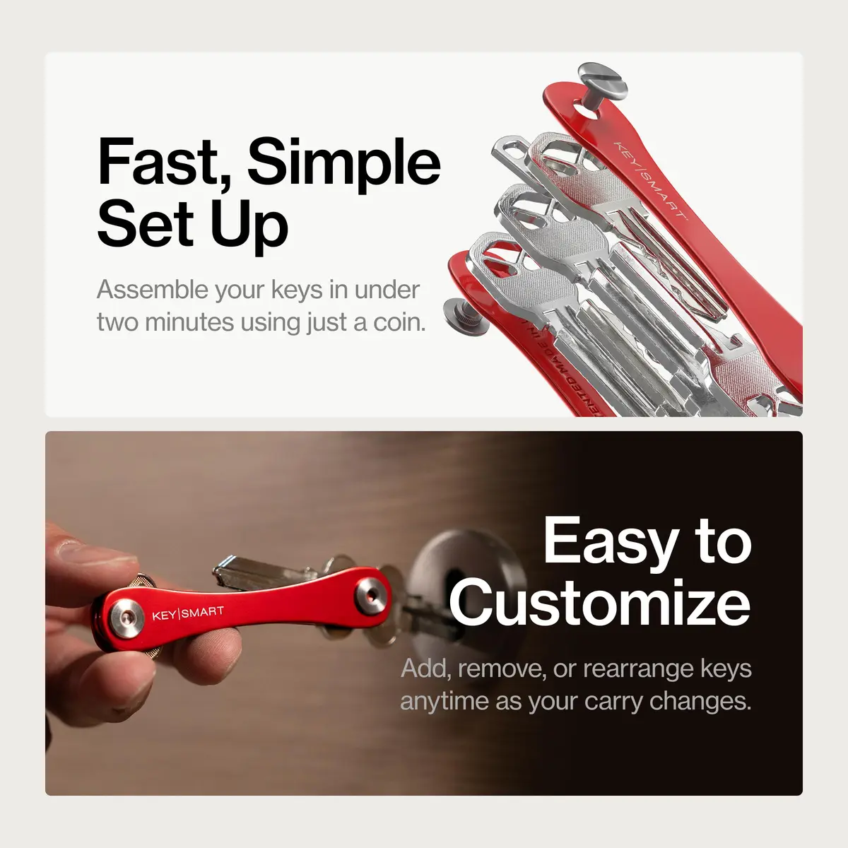 KeySmart Original Key Holder Red for 14 Keys | Compact Clutter-Free Keychain Organizer - view 4