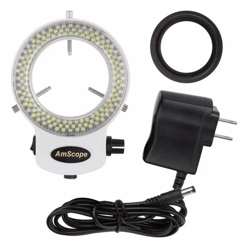 AmScope LED-144W-ZK 144 LED Ring Light Illuminator White | Adjustable Shadow-Free Illumination - main product image