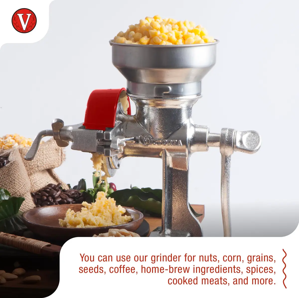 Victoria Manual Cast Iron Grain Mill 1200g with Low Hopper | Durable Hand-Crank Food Grinder - view 7