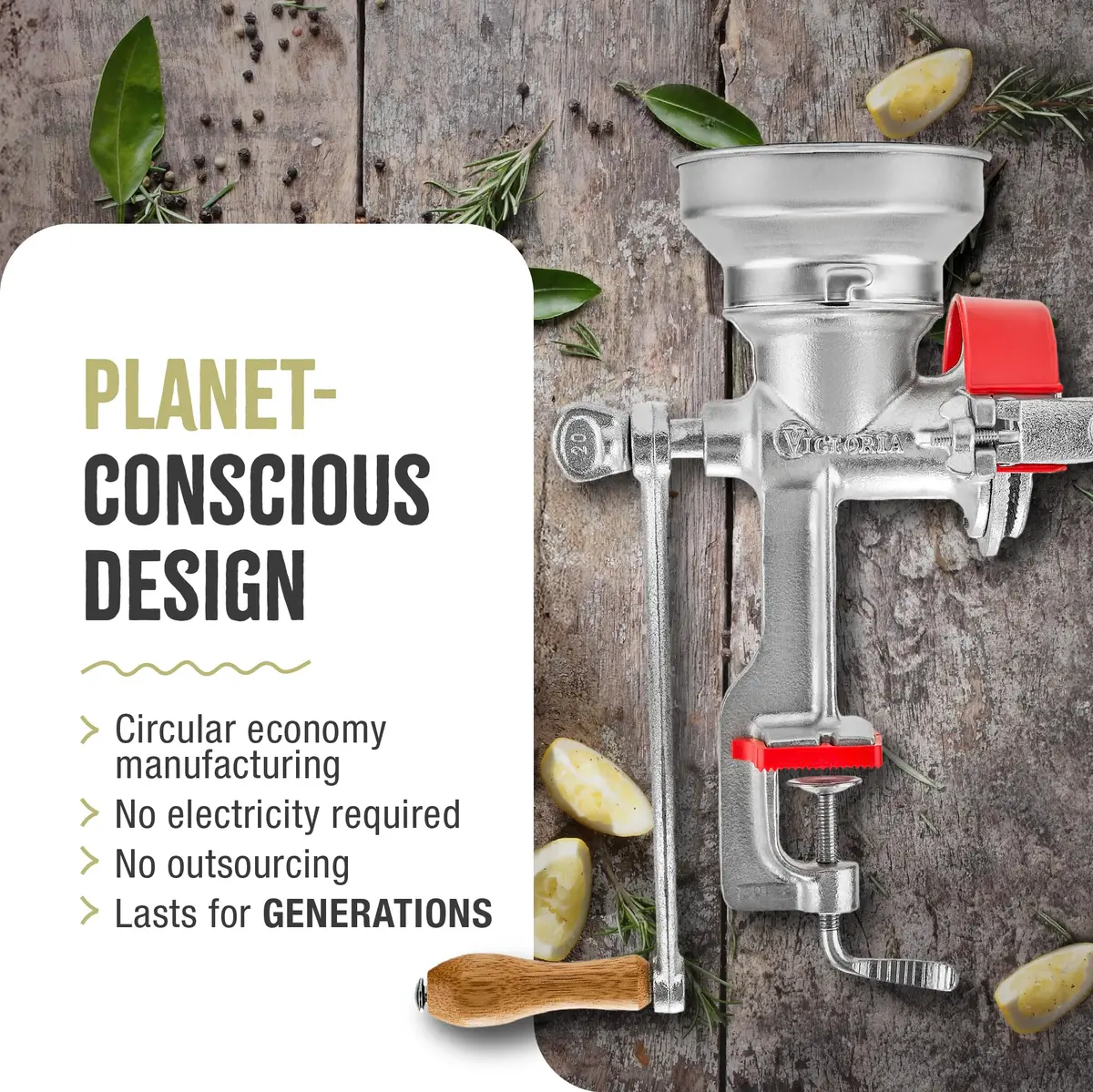 Victoria Manual Cast Iron Grain Mill 1200g with Low Hopper | Durable Hand-Crank Food Grinder - view 11