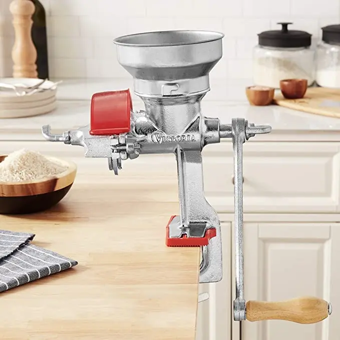 Victoria Manual Cast Iron Grain Mill 1200g with Low Hopper | Durable Hand-Crank Food Grinder - view 2
