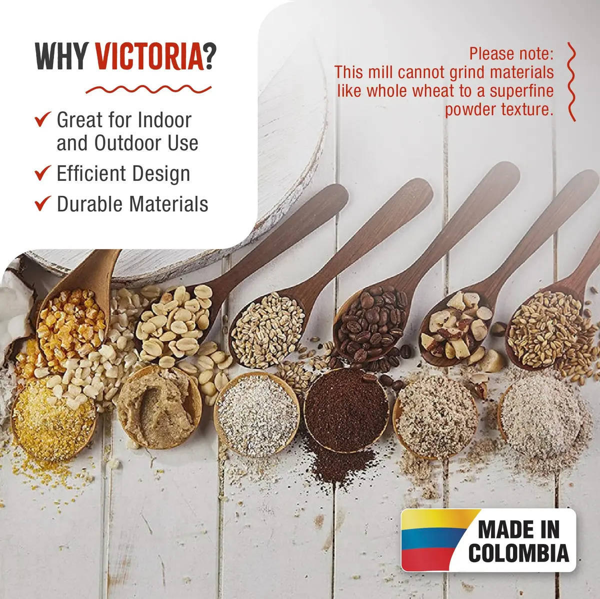 Victoria Manual Cast Iron Grain Mill 1200g with Low Hopper | Durable Hand-Crank Food Grinder - view 4