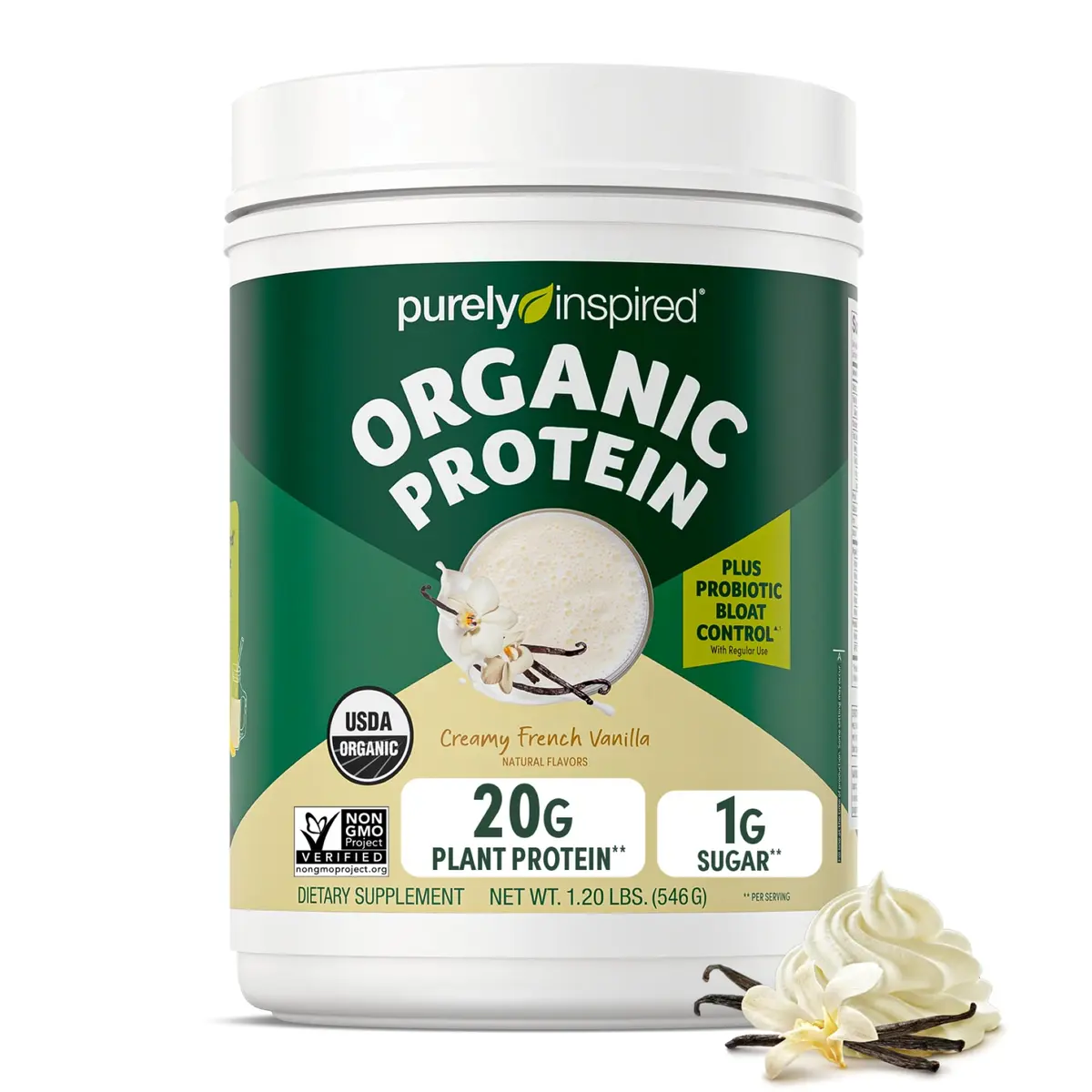 Purely Inspired Plant-Based Protein Powder, Creamy French Vanilla | 20g Vegan Organic Shake - main product image