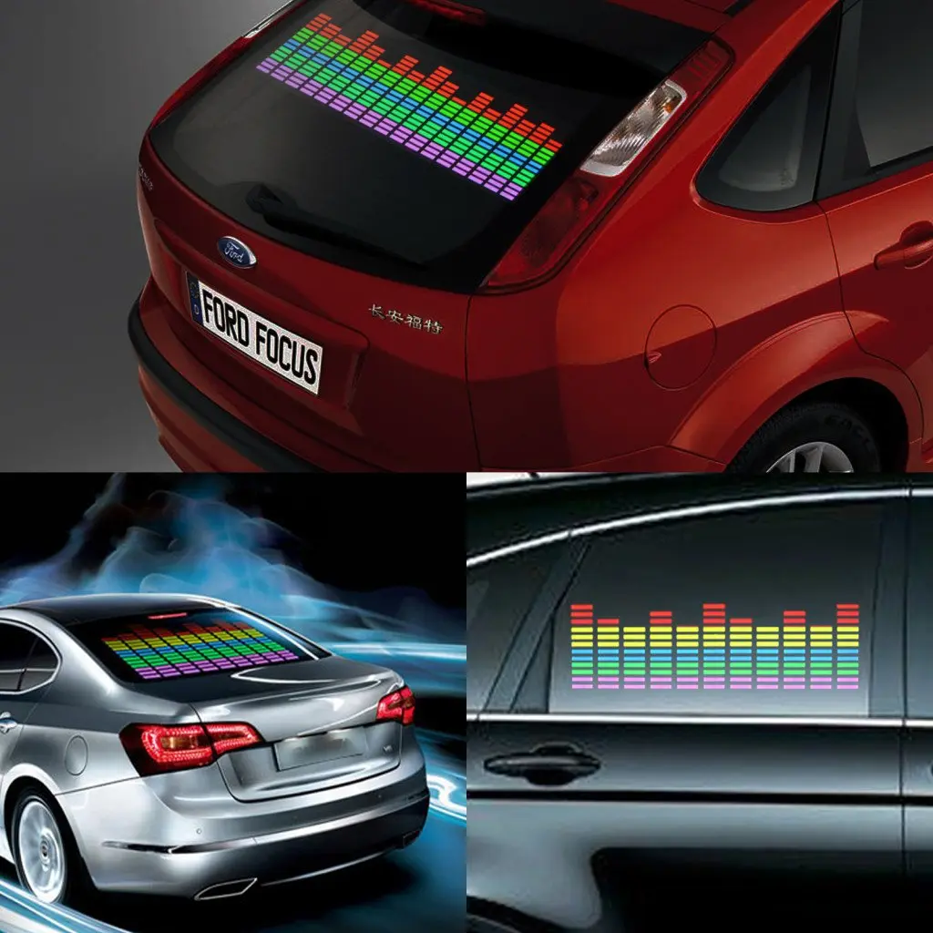 F & B LED LIGHTS Sound Music Equalizer Car LED Sticker 90cm x 25cm | Bluetooth & Voice Activated - main product image