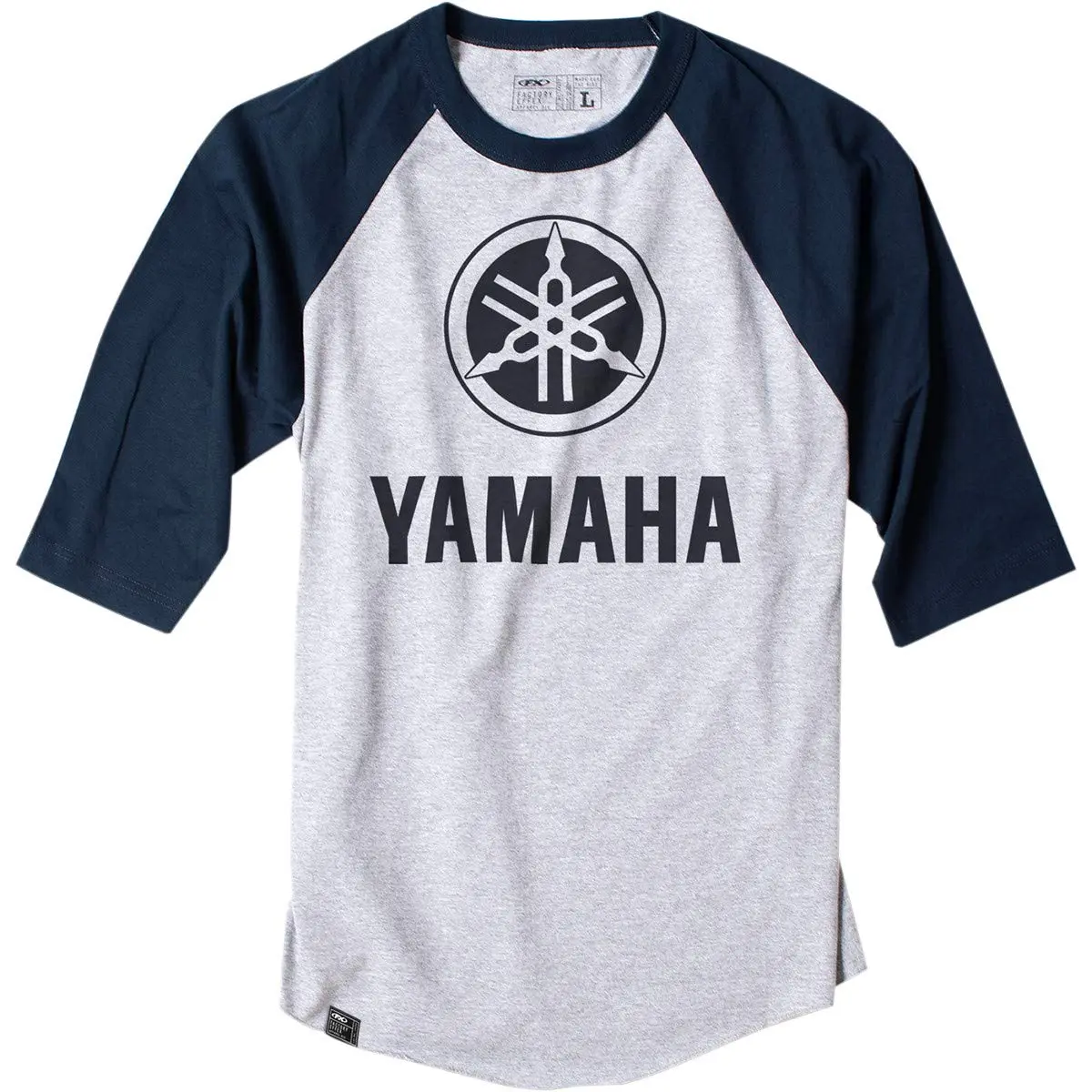 Factory Effex Yamaha Baseball Tee Shirt - Heather Gray/Black | Casual Raglan T-Shirt for Men - main product image