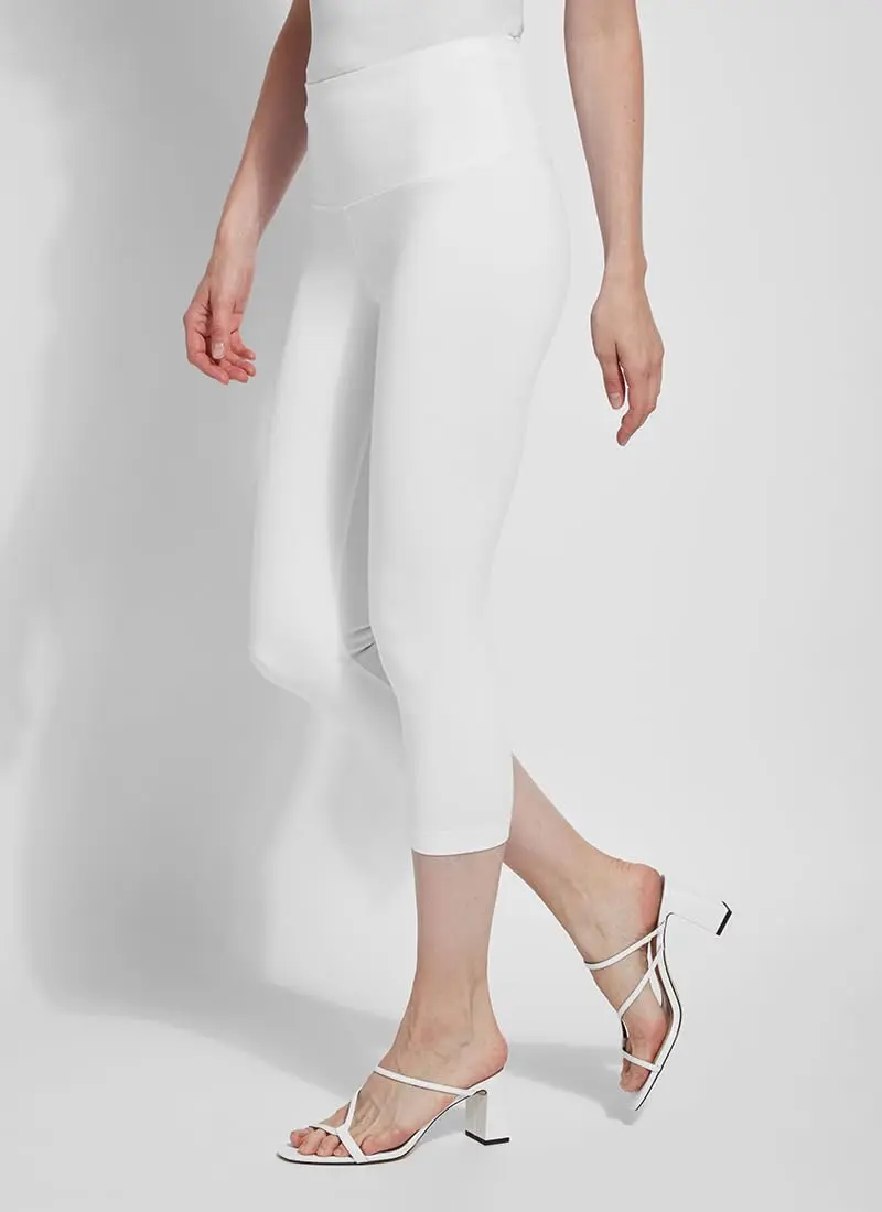 Lyssé Womens Denim Capri Legging Pants | High-Waist, White, X-Small US - view 3