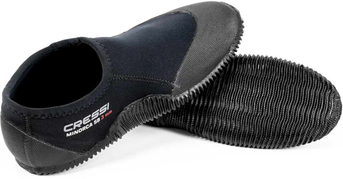 Cressi Minorca Short 3 mm Low-Cut Diving Boots, Black/Black | Anti-Slip Neoprene Water Shoes - main product image