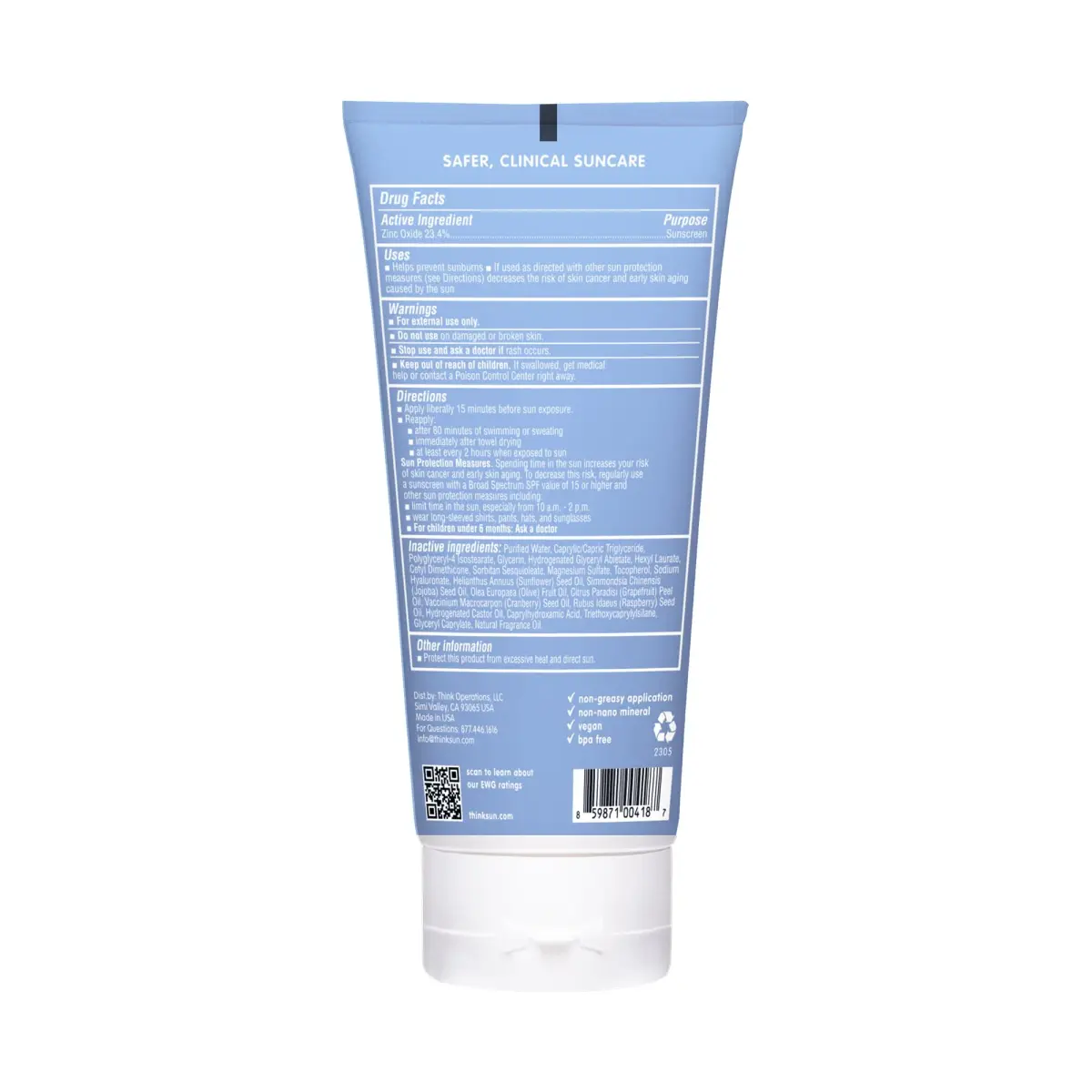 Thinksport Mineral Sunscreen SPF 50+ Zinc Oxide, Water Resistant, 170ml (6 Fl Oz) | Broad Spectrum UVA/UVB Protection - view 4