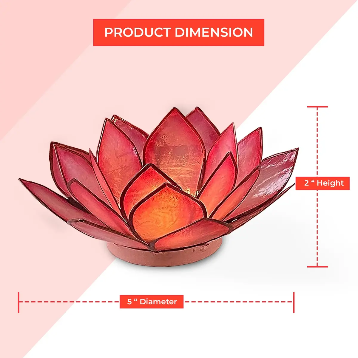 Om Gallery Capiz Shell Lotus Flower Decor Tealight Candle Holder for Serene Ambiance - Handmade Decorative Candle Holders for Meditation, Yoga, and Relaxation, Flamingo - view 5