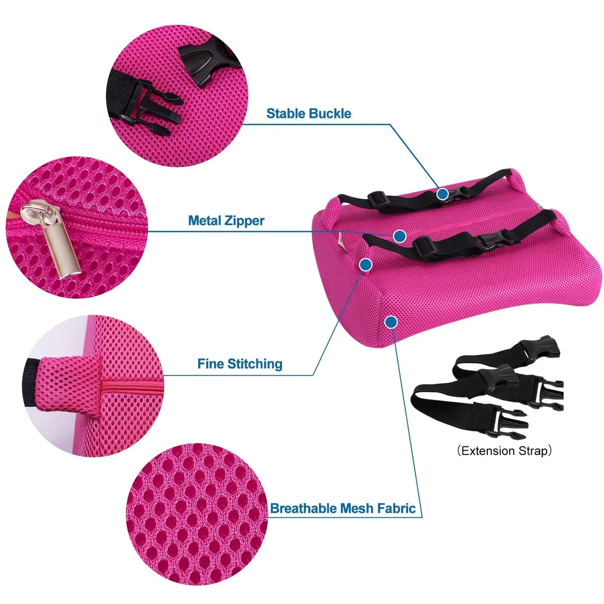 LOVEHOME Lumbar Pillow for Chair and Car | Memory Foam Back Support Cushion - Pink - view 3