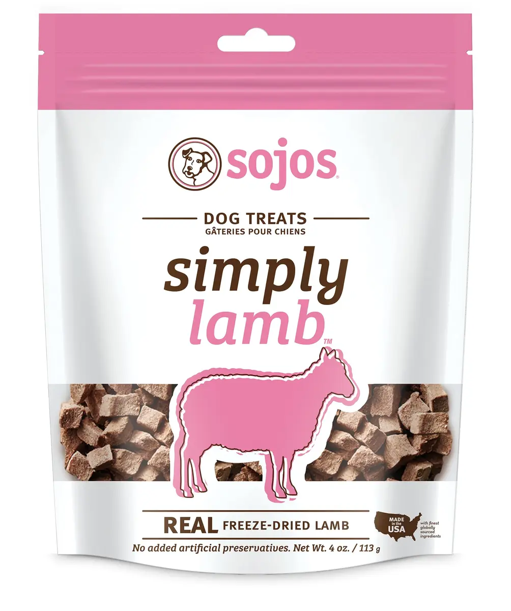 SOJOS Simply Freeze Dried Dog Treats, Grain Free, Lamb Recipe, 4 oz Bag | Natural, Raw, Freeze-Dried for All Dogs - main product image