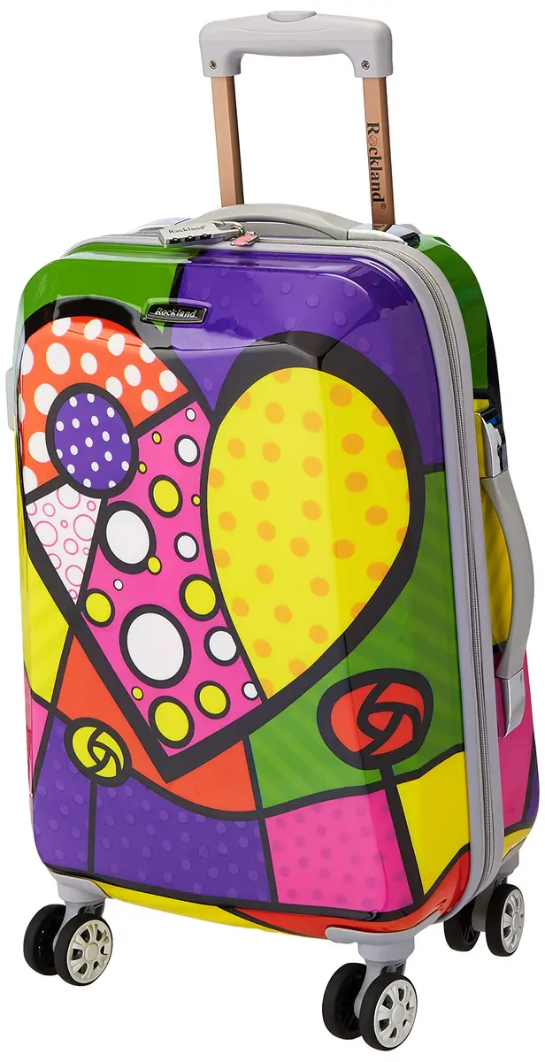 Rockland Vision Hardside Spinner Wheel Luggage 20" | Durable Polycarbonate Carry-On with Heart Design - main product image