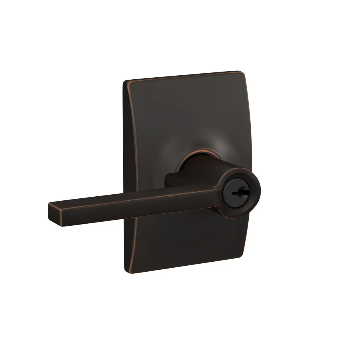 SCHLAGE Latitude Keyed Entry Door Handle, Reversible, Aged Bronze | Minimalist Design & Certified Security - view 2