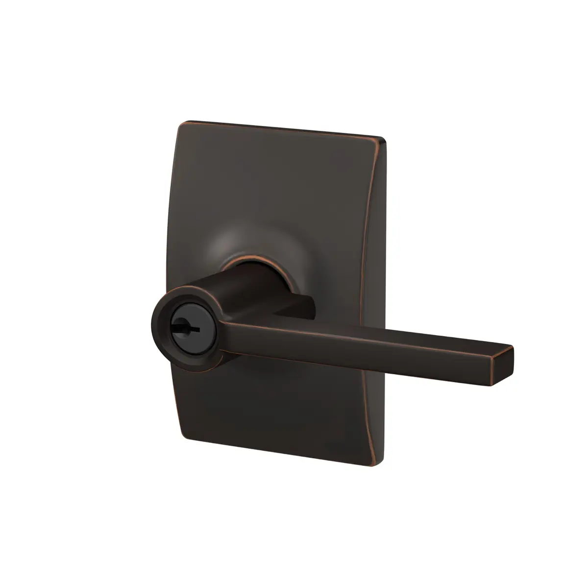 SCHLAGE Latitude Keyed Entry Door Handle, Reversible, Aged Bronze | Minimalist Design & Certified Security - view 3