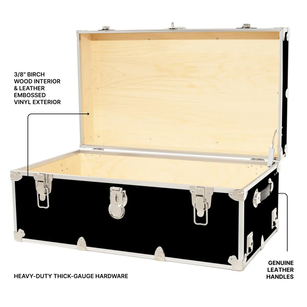 Rhino Trunk & Case Classic Camp & College Storage Trunk with Wheels | Heavy-Duty Dorm & Home Storage | 30" x 17" x 13" | 105 qt - view 3